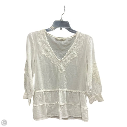 Top Long Sleeve By Zara Basic In White, Size: Xs