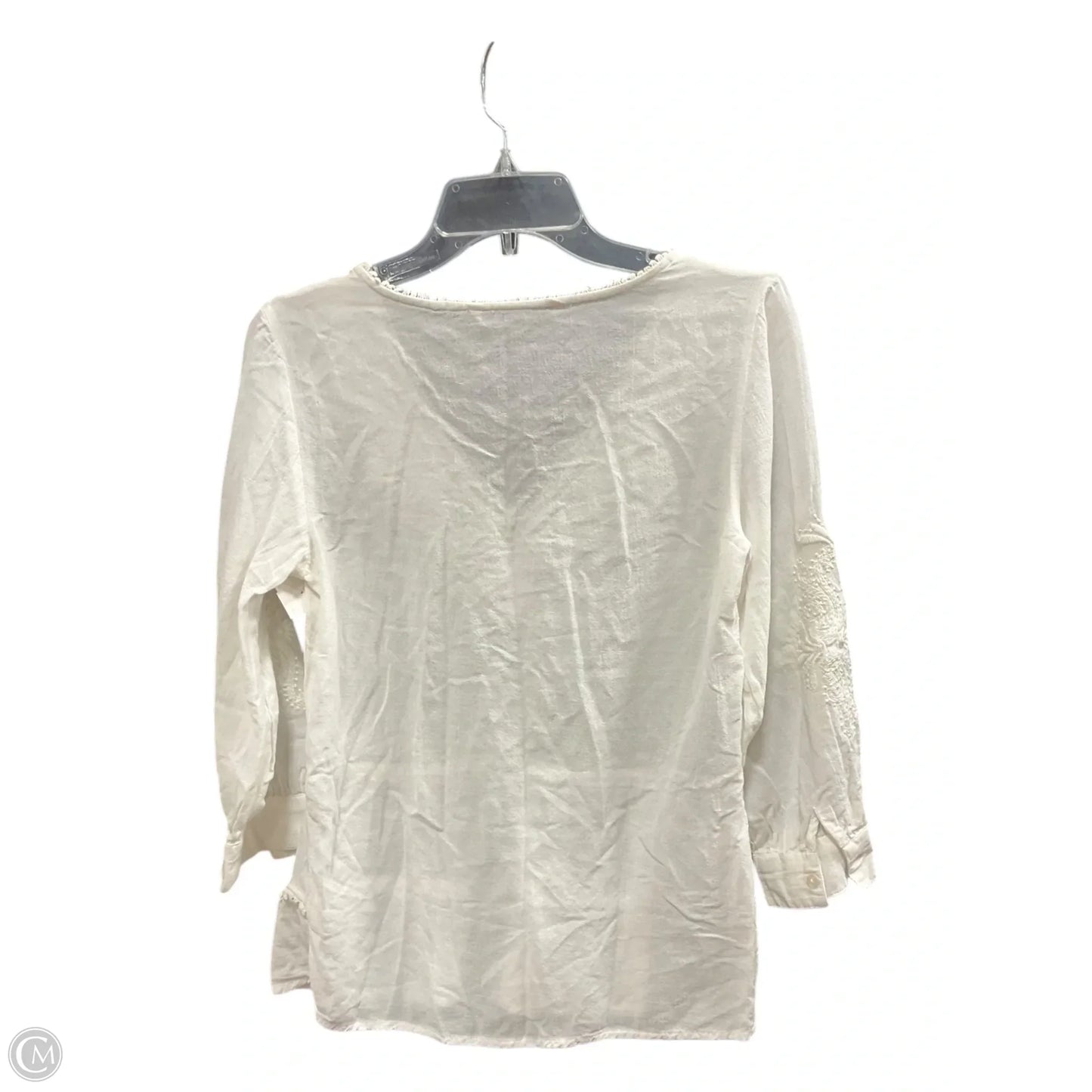 Top Long Sleeve By Zara Basic In White, Size: Xs