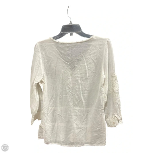 Top Long Sleeve By Zara Basic In White, Size: Xs