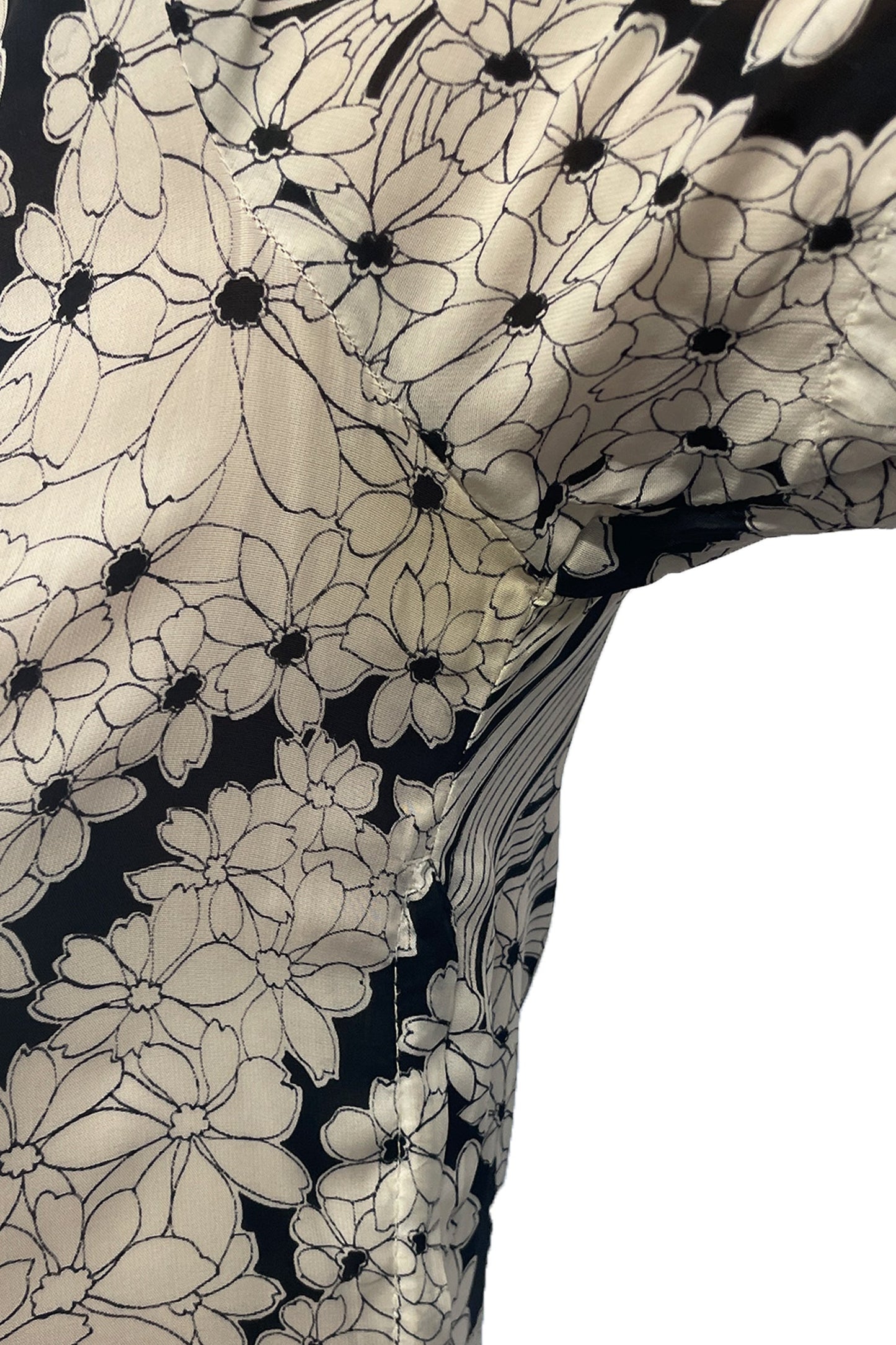 Vintage Black and White Short Sleeve Floral Dress